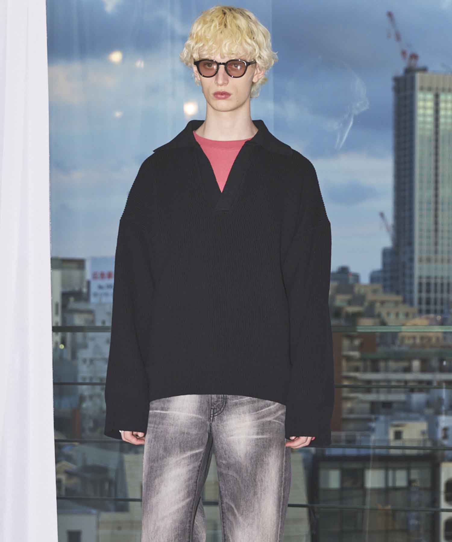 Gradation Short Length Prime-Over V-Neck Knit Pullover