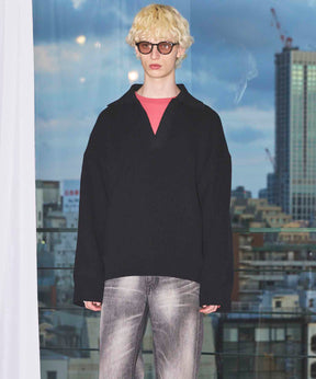 Gradation Short Length Prime-Over V-Neck Knit Pullover