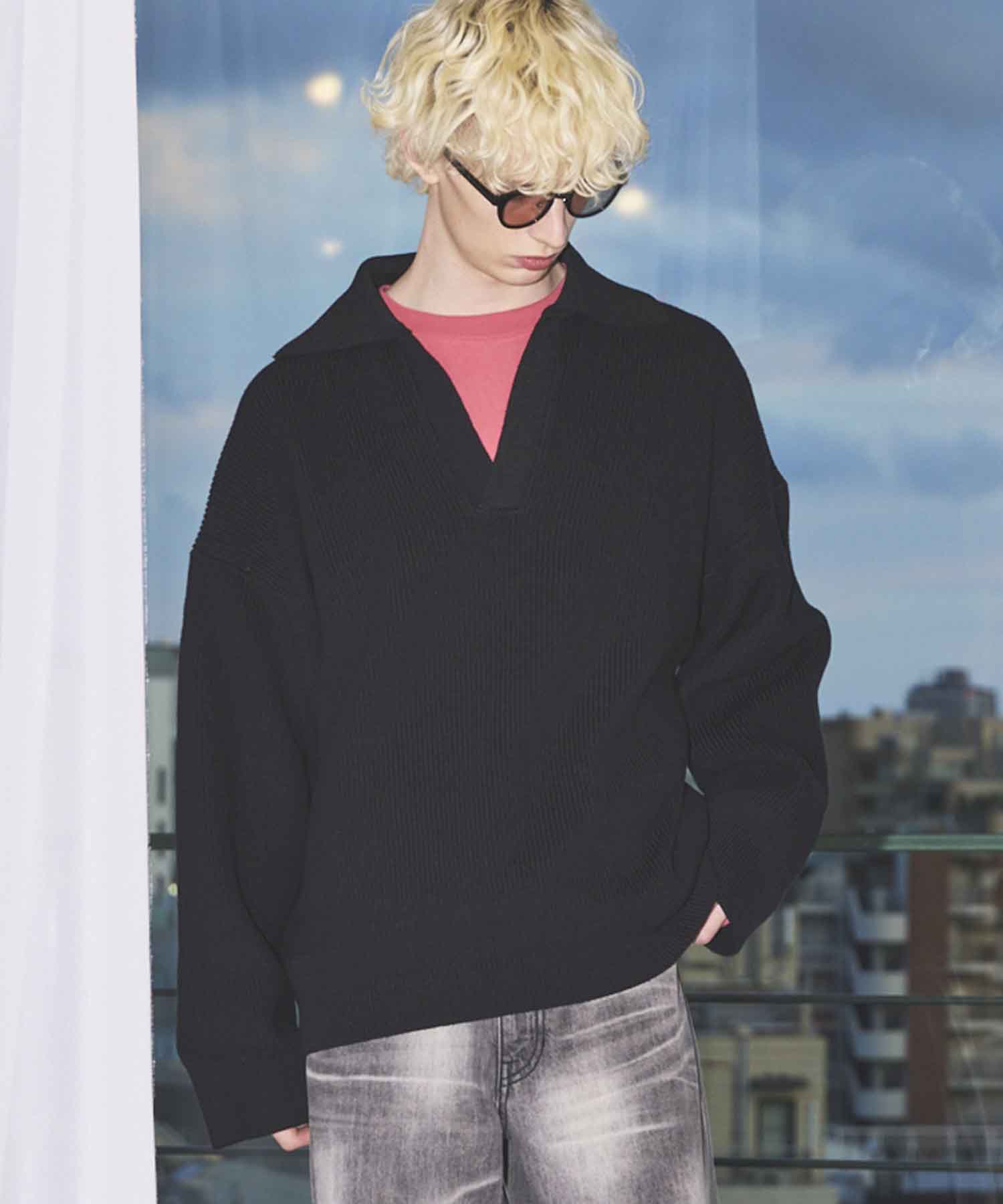 Gradation Short Length Prime-Over V-Neck Knit Pullover