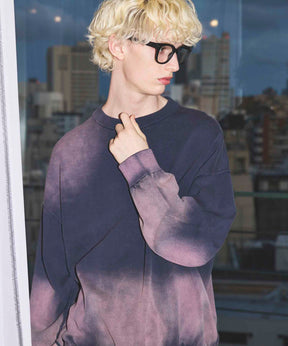 Gradation Dye Prime-Over Crew Neck Knit Pullover
