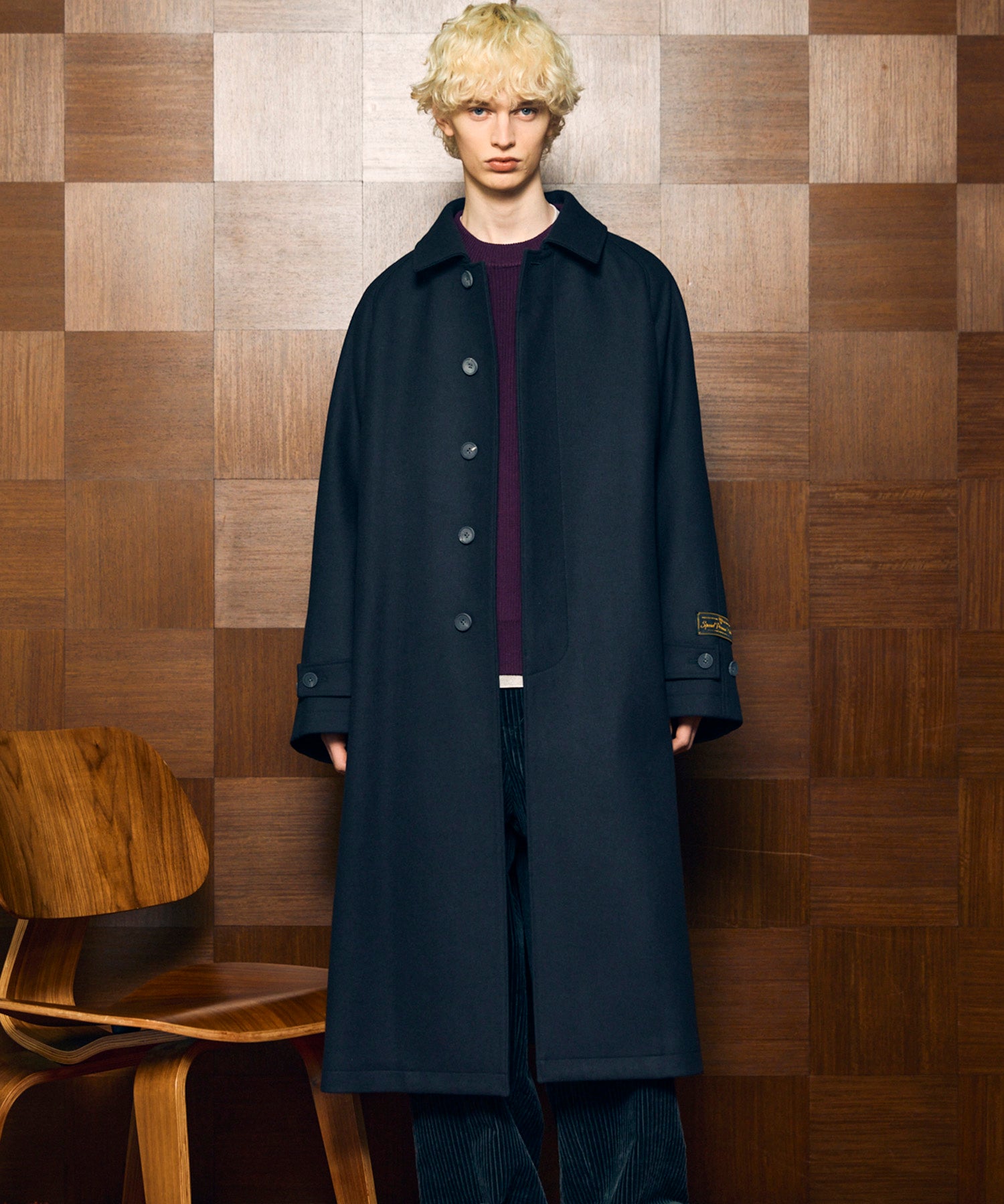 (専用)MAISONSPECIAL/バルマカンコート　ブラック　M Super170s Prime-Over Melton Balmachan Coat