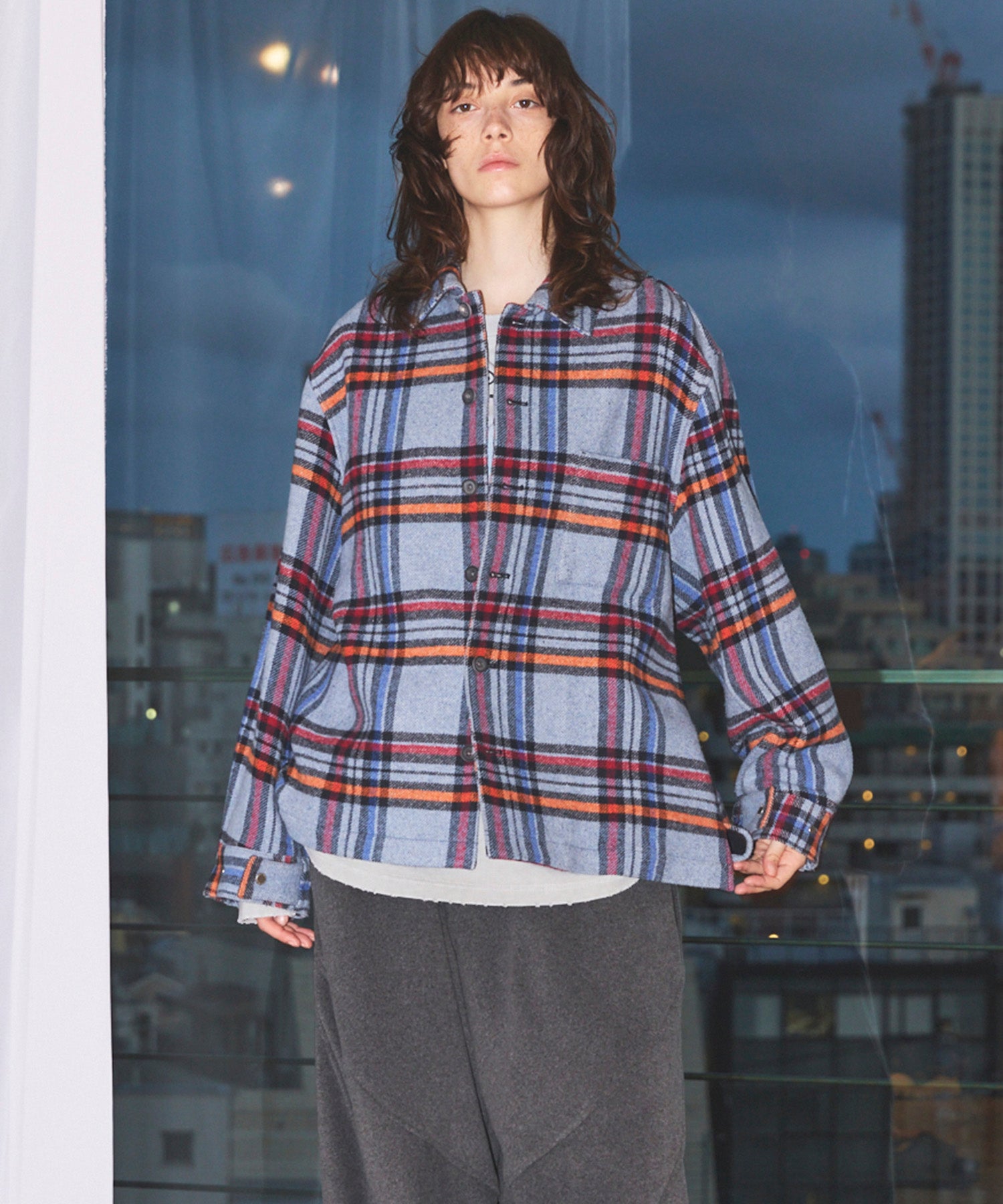 【Italian Dead Stock Fabric】Prime-Over Regular Collar Heavy-Weight Flannel Shirt