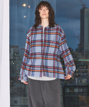 【Italian Dead Stock Fabric】Prime-Over Regular Collar Heavy-Weight Flannel Shirt