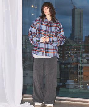 【Italian Dead Stock Fabric】Prime-Over Regular Collar Heavy-Weight Flannel Shirt