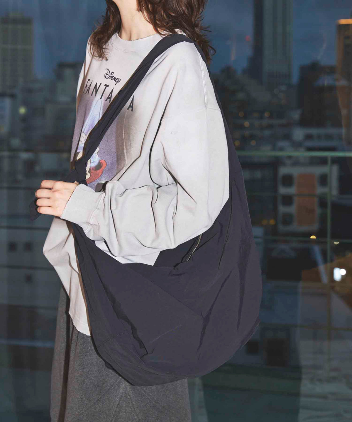 KONBU Nylon Shoulder “BANANA” Bag