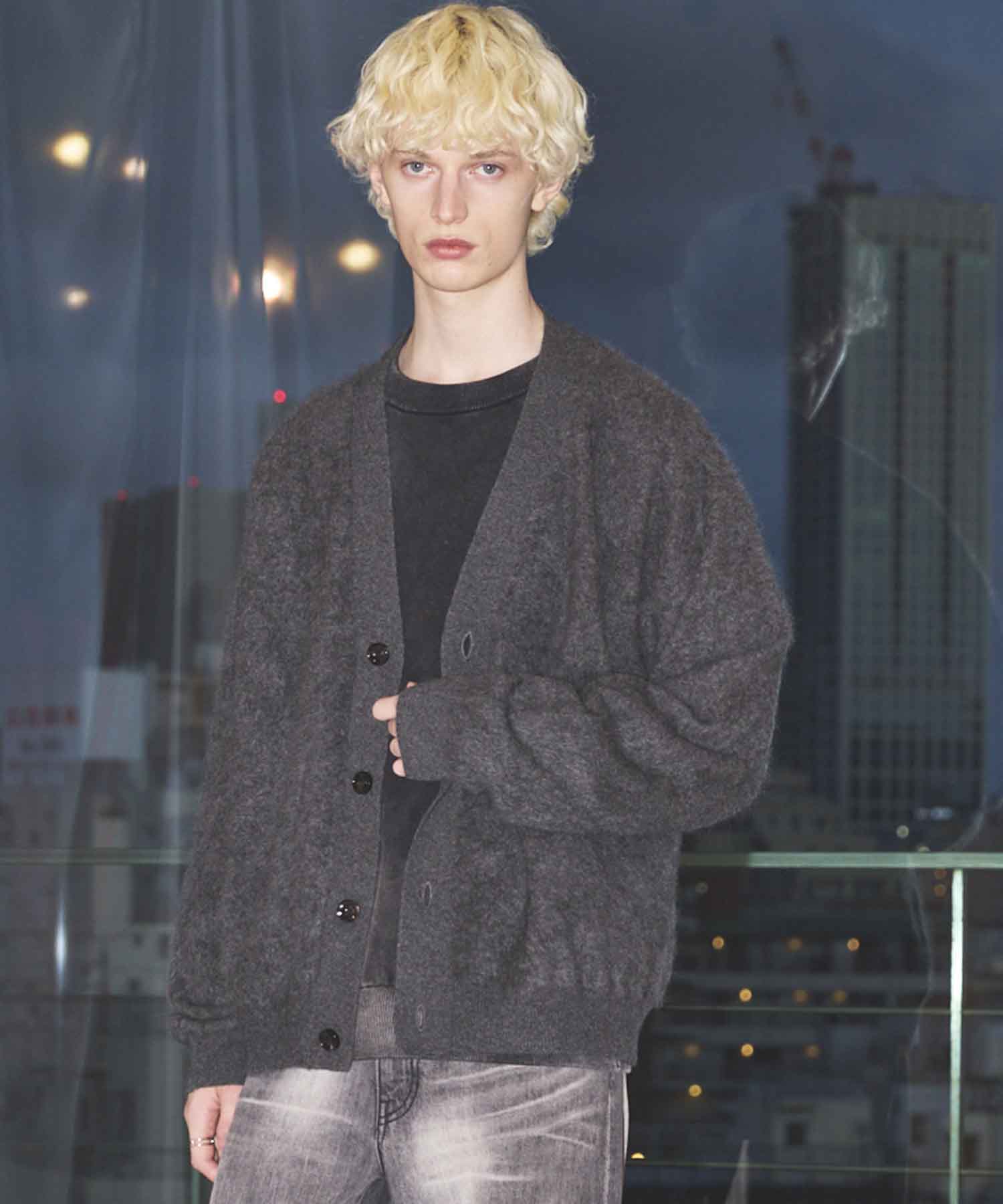 Super140 Brushed Extra Fine Merino Wool V-neck Cardigan