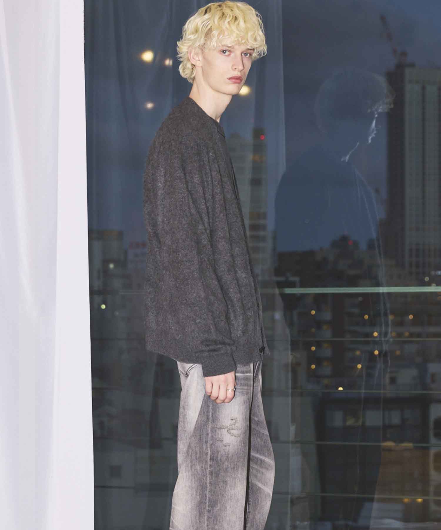 Super140 Brushed Extra Fine Merino Wool V-neck Cardigan