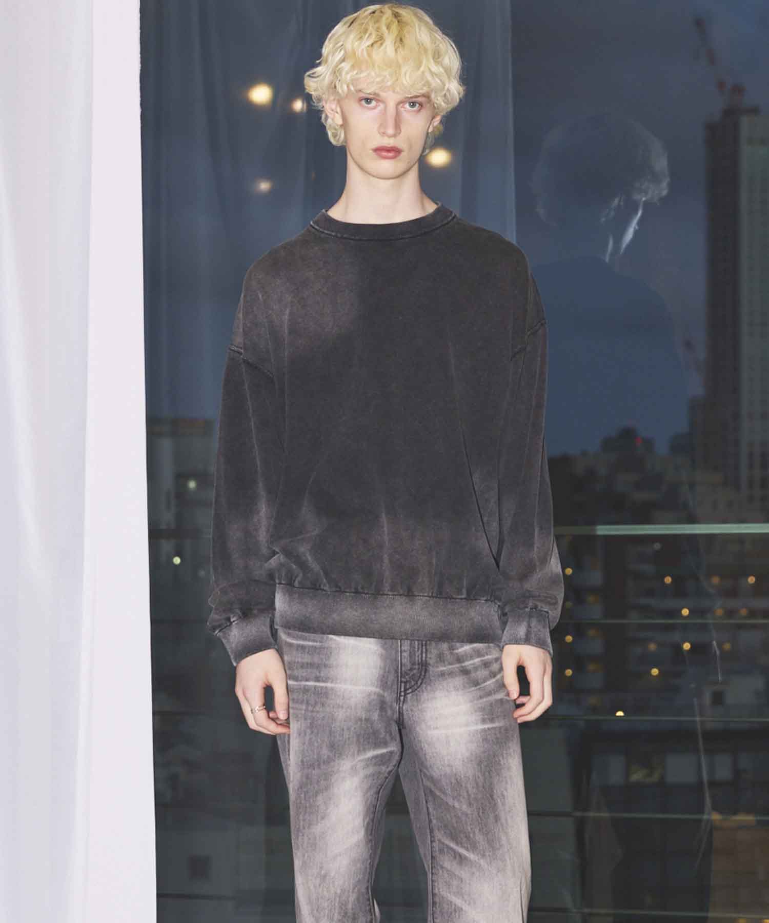 Gradation Dye Prime-Over Crew Neck Knit Pullover