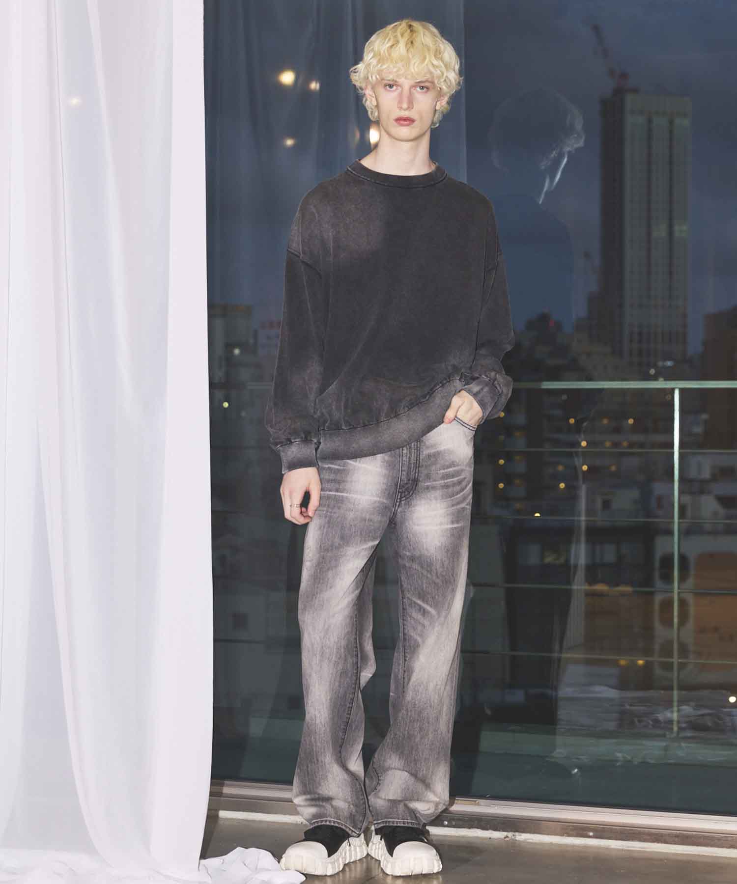 Gradation Dye Prime-Over Crew Neck Knit Pullover