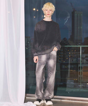 Gradation Dye Prime-Over Crew Neck Knit Pullover