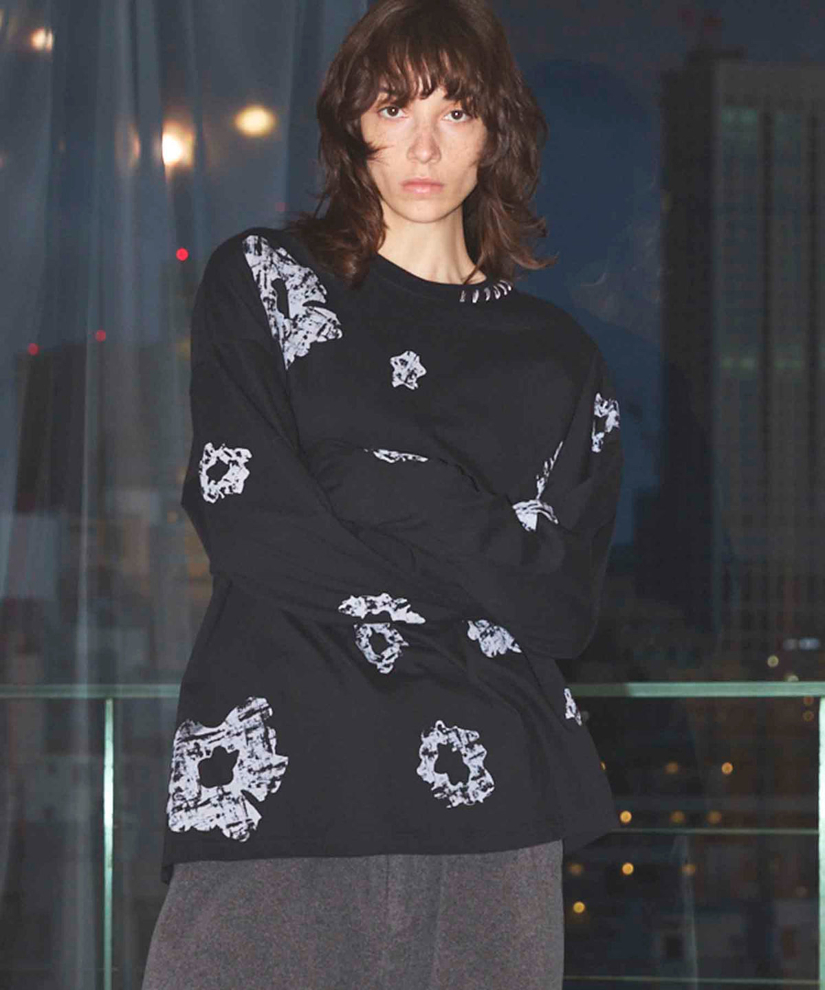 Nuance Graphics Hand Stitching Long Sleeve TEE