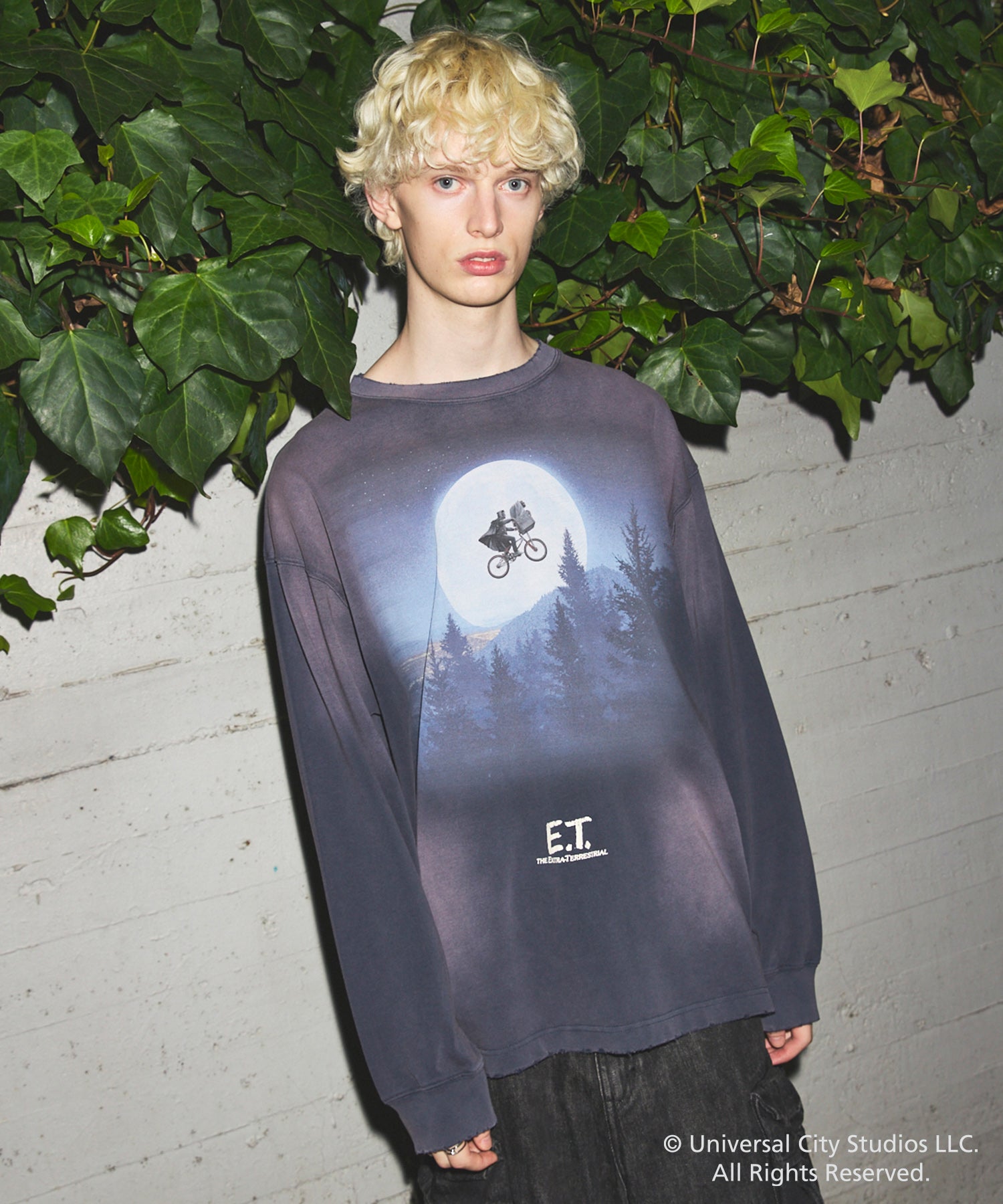 【MOVIE SERIES】「E.T.」- Moon&Bicycle - Prime-Over Crew Neck  Long Sleeve T-Shirt