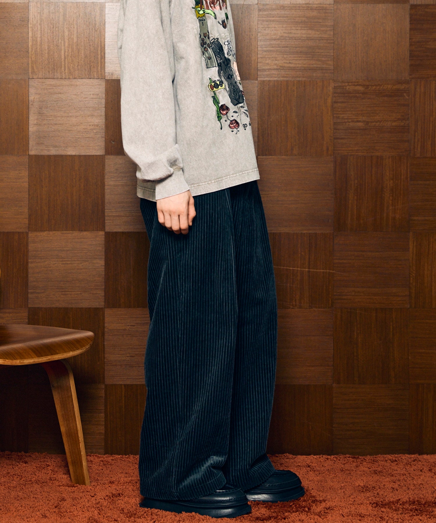 Wide-Wale Corduroy One-Tuck Pants