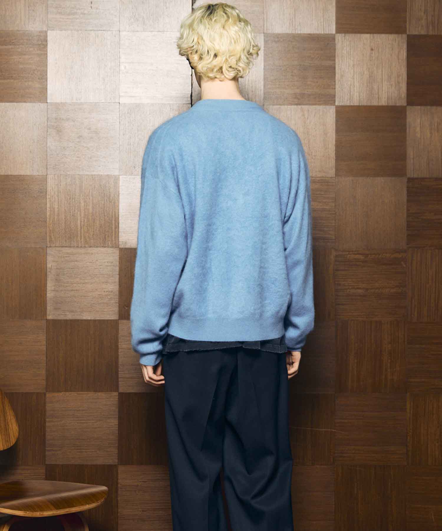 Super140 Brushed Extra Fine Merino Wool V-neck Cardigan