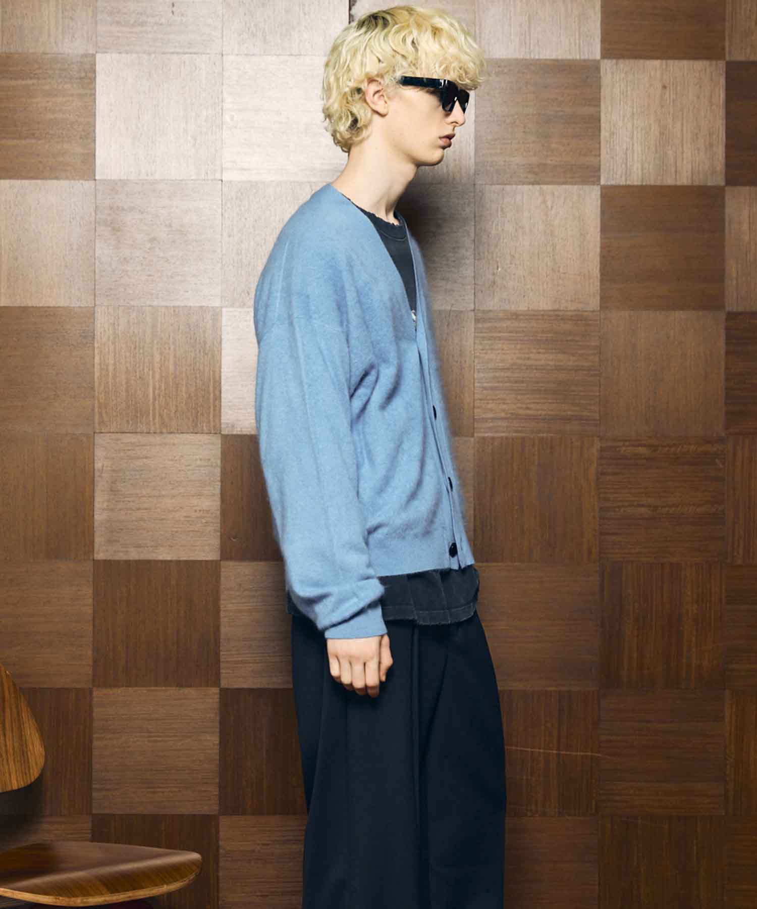 Super140 Brushed Extra Fine Merino Wool V-neck Cardigan