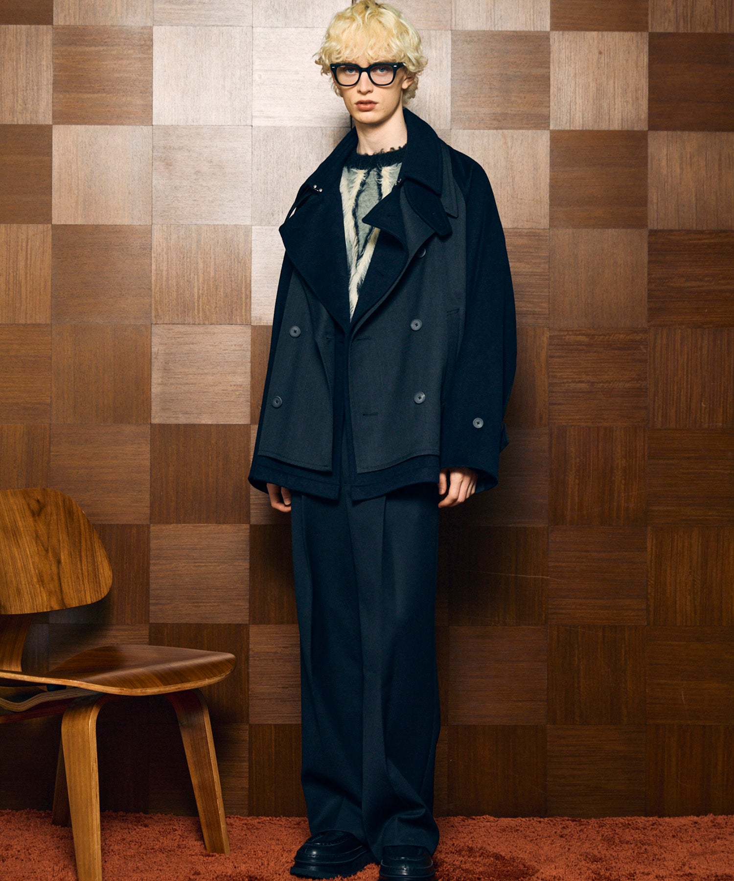 [25AW预订] 7G毛茸茸的jacquard钻石图案Argyle Prime ersere脖子编织套头衫