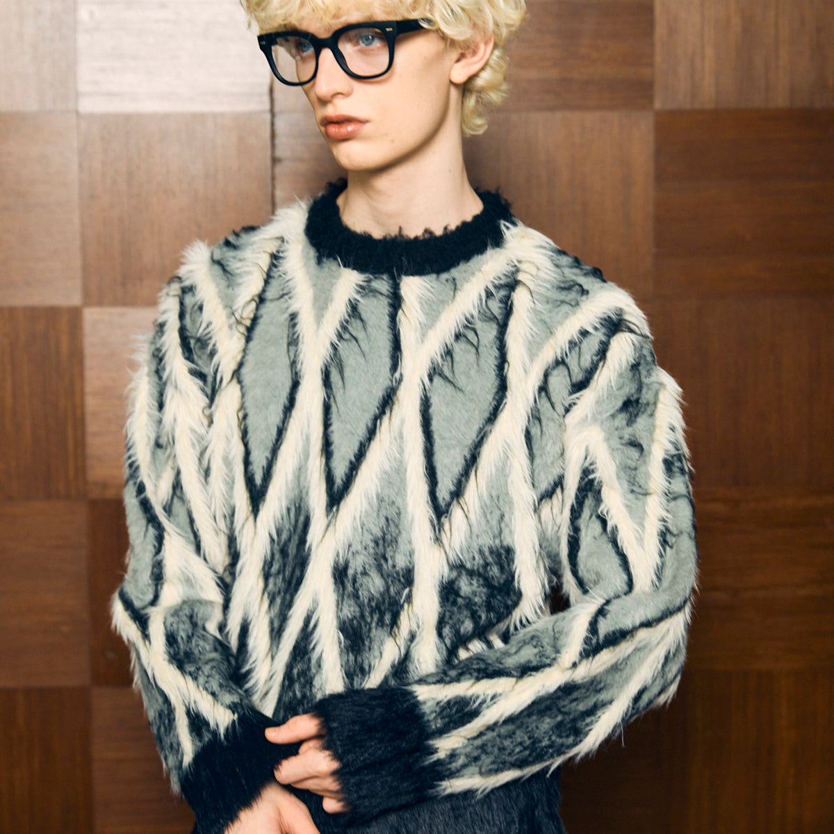 リアルストーン新品セット Prime-Over Japanese Paper Damaged Knit Zip Up Blouson