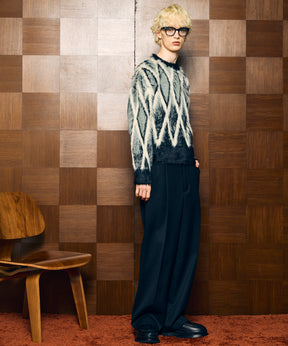 [25AW预订] 7G毛茸茸的jacquard钻石图案Argyle Prime ersere脖子编织套头衫