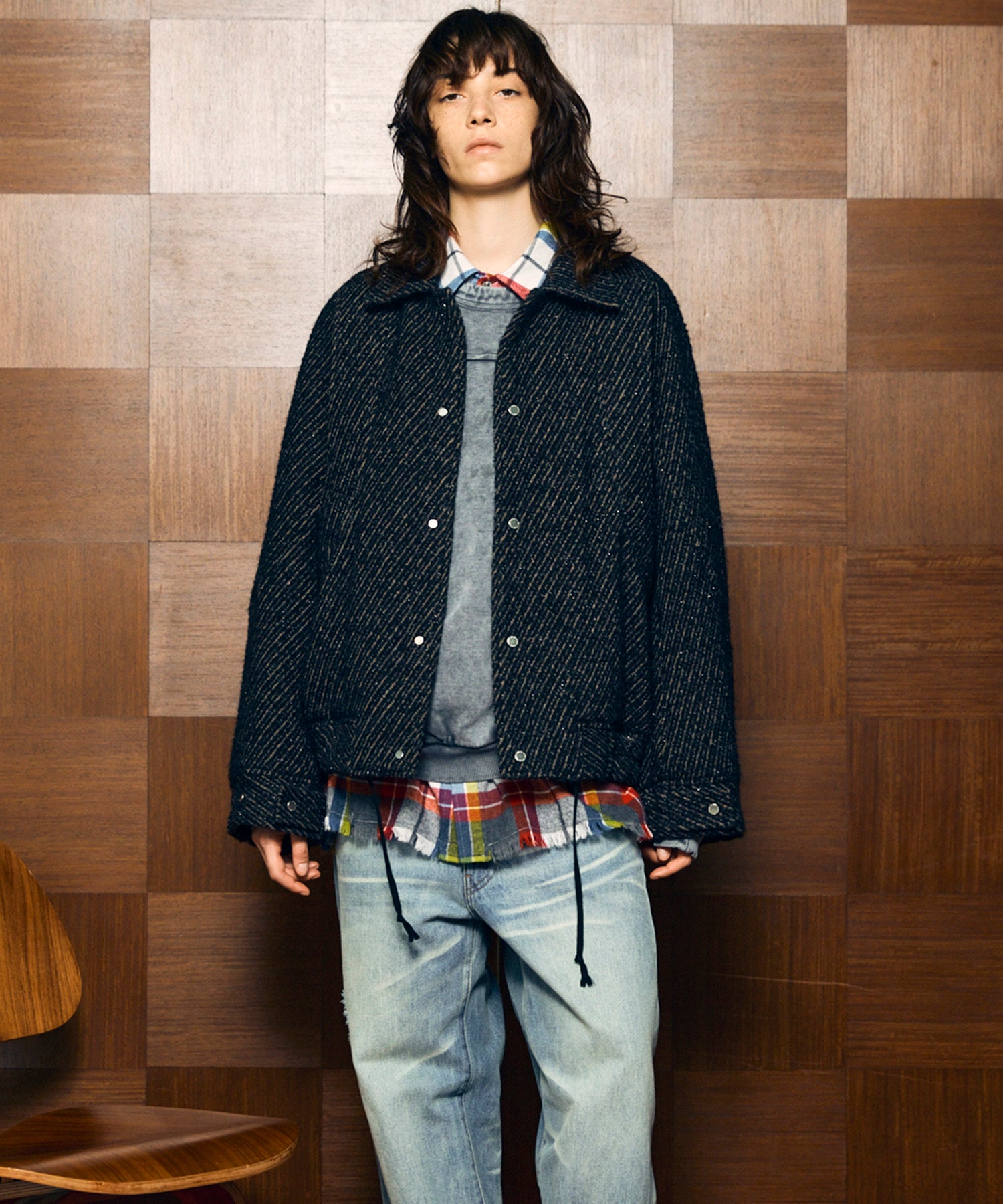 【Italian Dead Stock Fabric】Prime-Over Curved Pocket Blouson