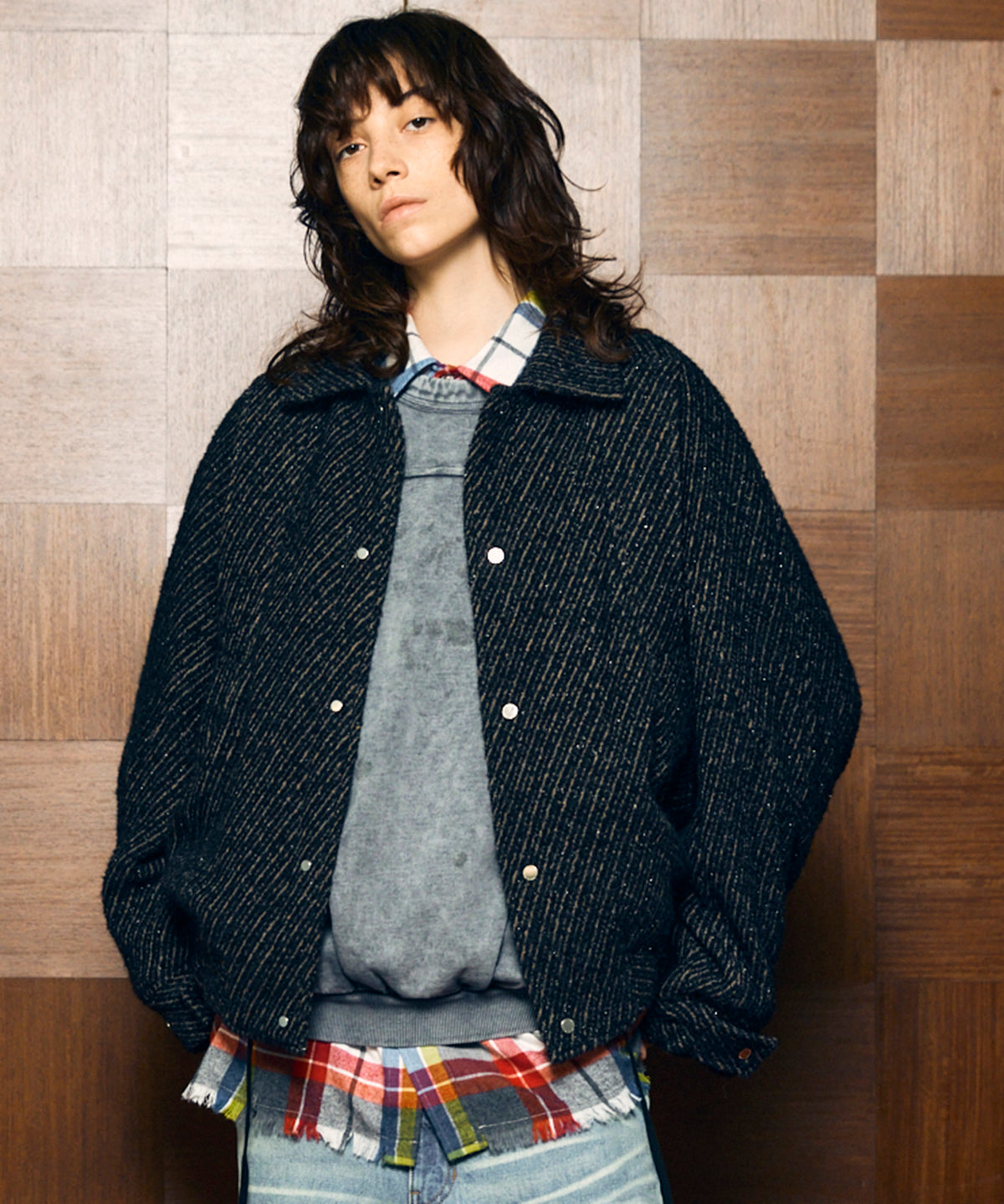 【Italian Dead Stock Fabric】Prime-Over Curved Pocket Blouson