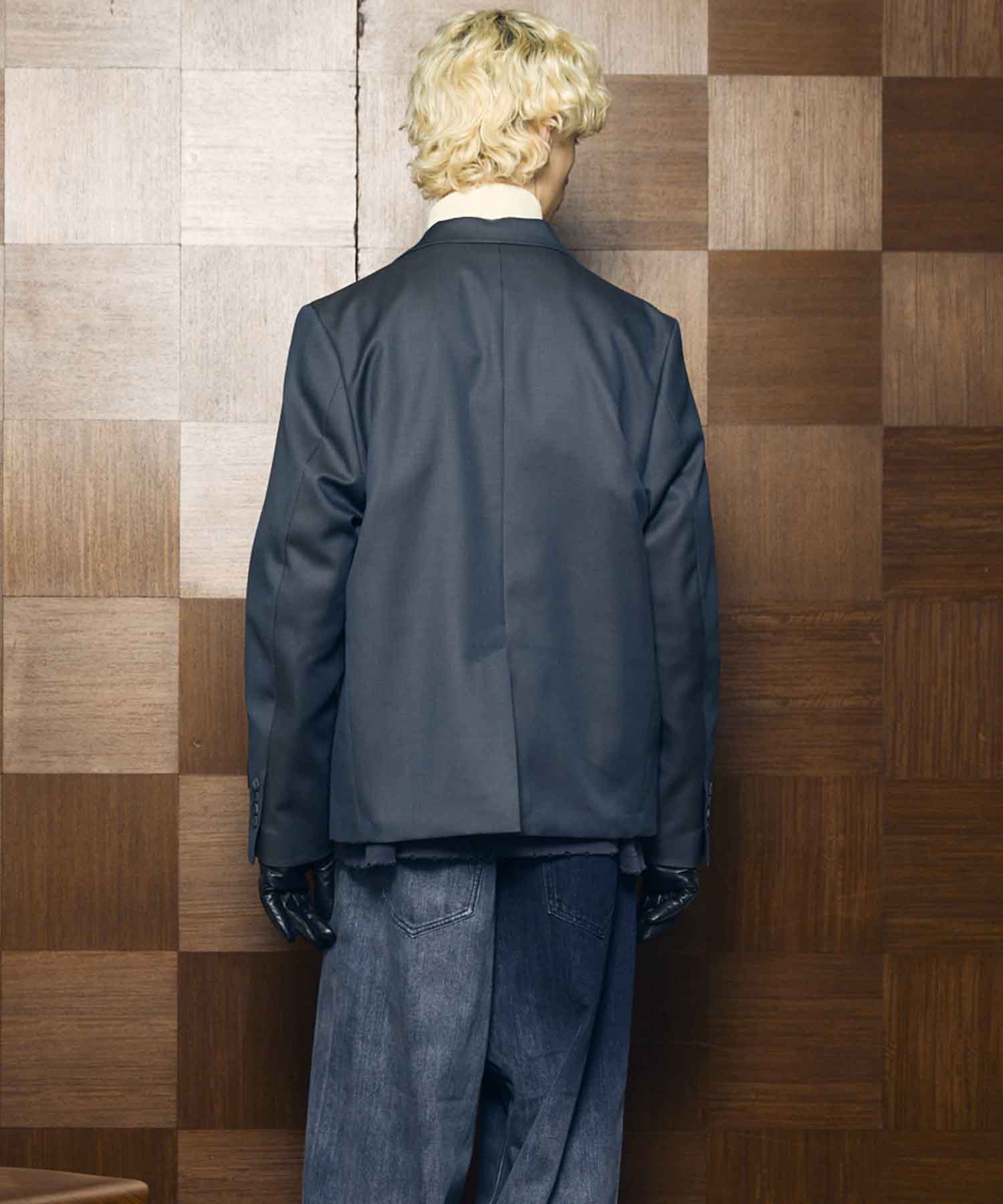 4 색 샹 브레이 세탁 가능한 양모 피크 라펠 더블 가슴 재킷