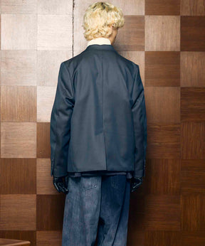 4 색 샹 브레이 세탁 가능한 양모 피크 라펠 더블 가슴 재킷