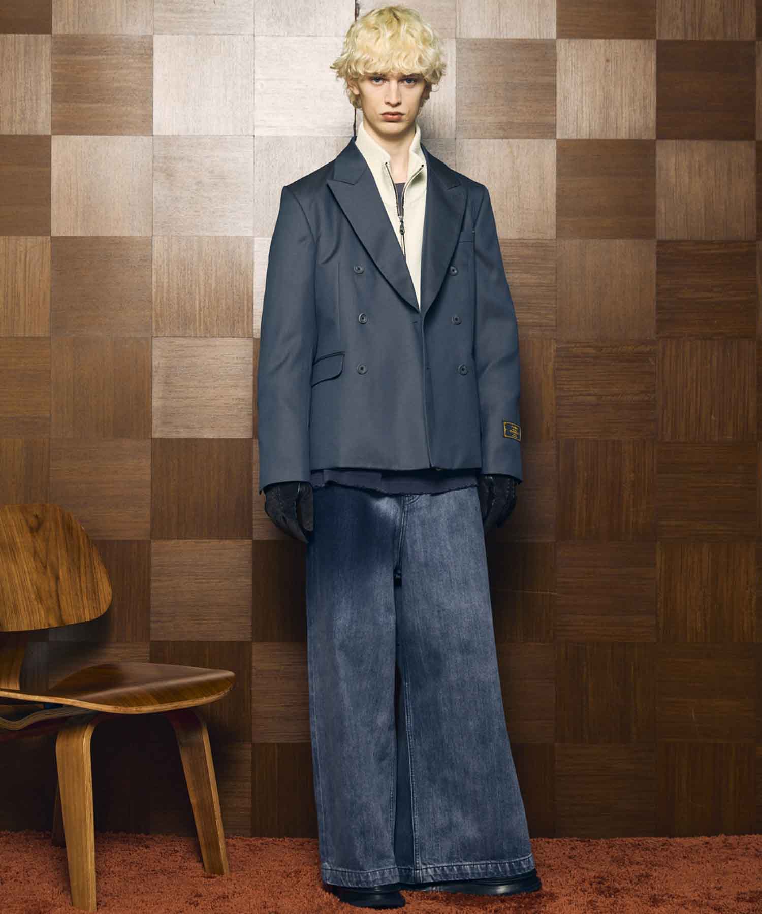 白猫　ハイウエストバギーデニムパンツ　ブルー　PSサイズ La boutique Bonbon ジーンズ デニム デニムパンツ 「3サイズ