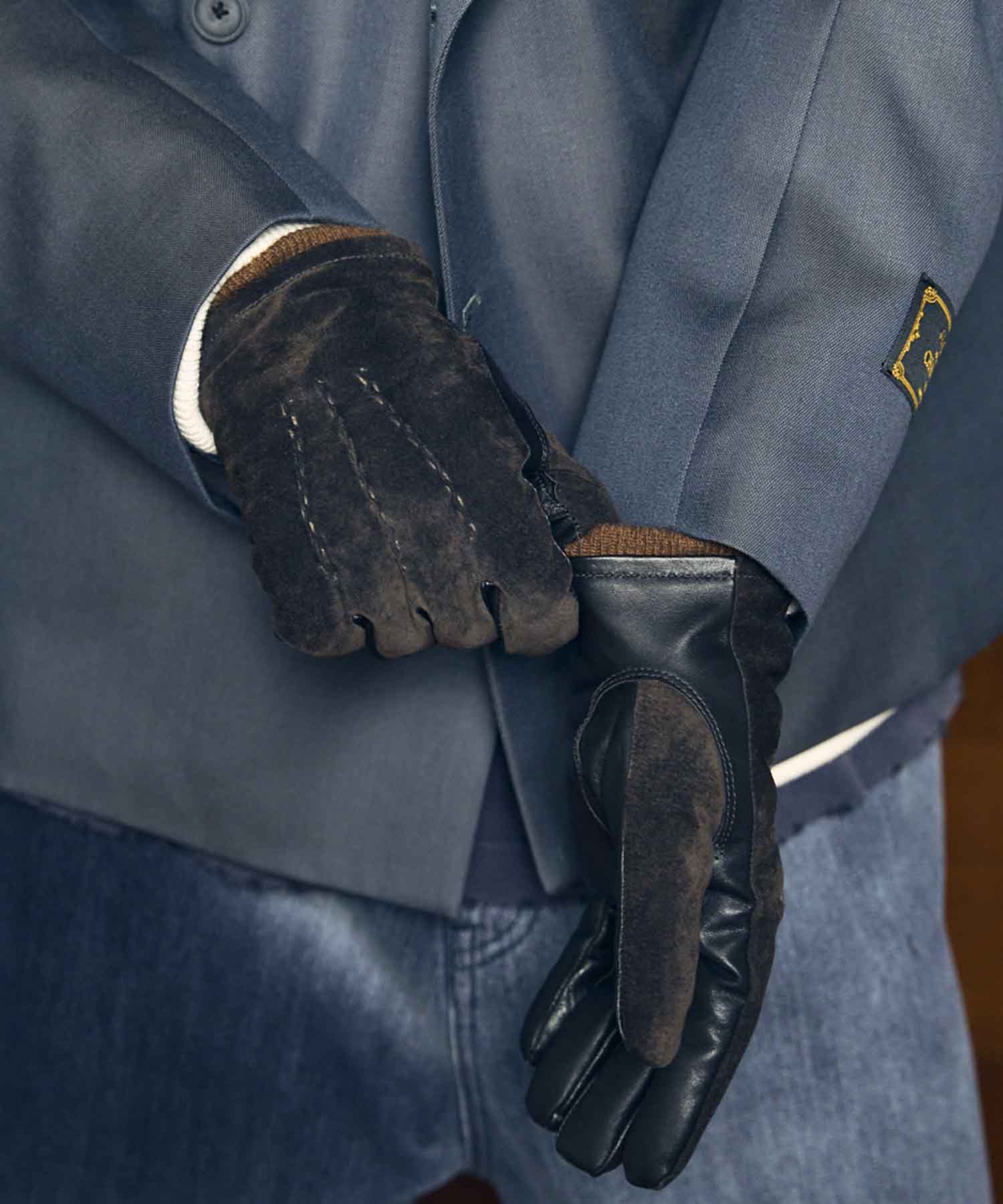 猪绒面革X山羊皮手套