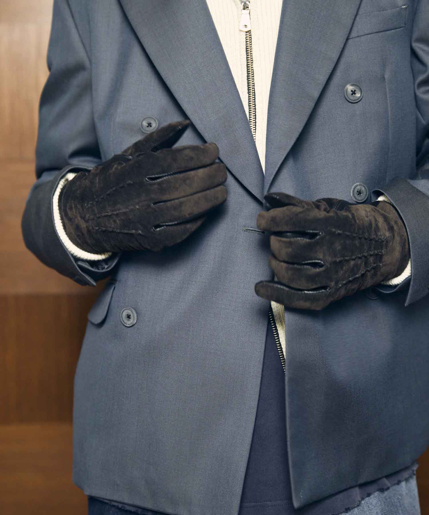 猪绒面革X山羊皮手套