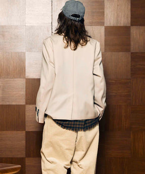 4 색 샹 브레이 세탁 가능한 양모 피크 라펠 더블 가슴 재킷