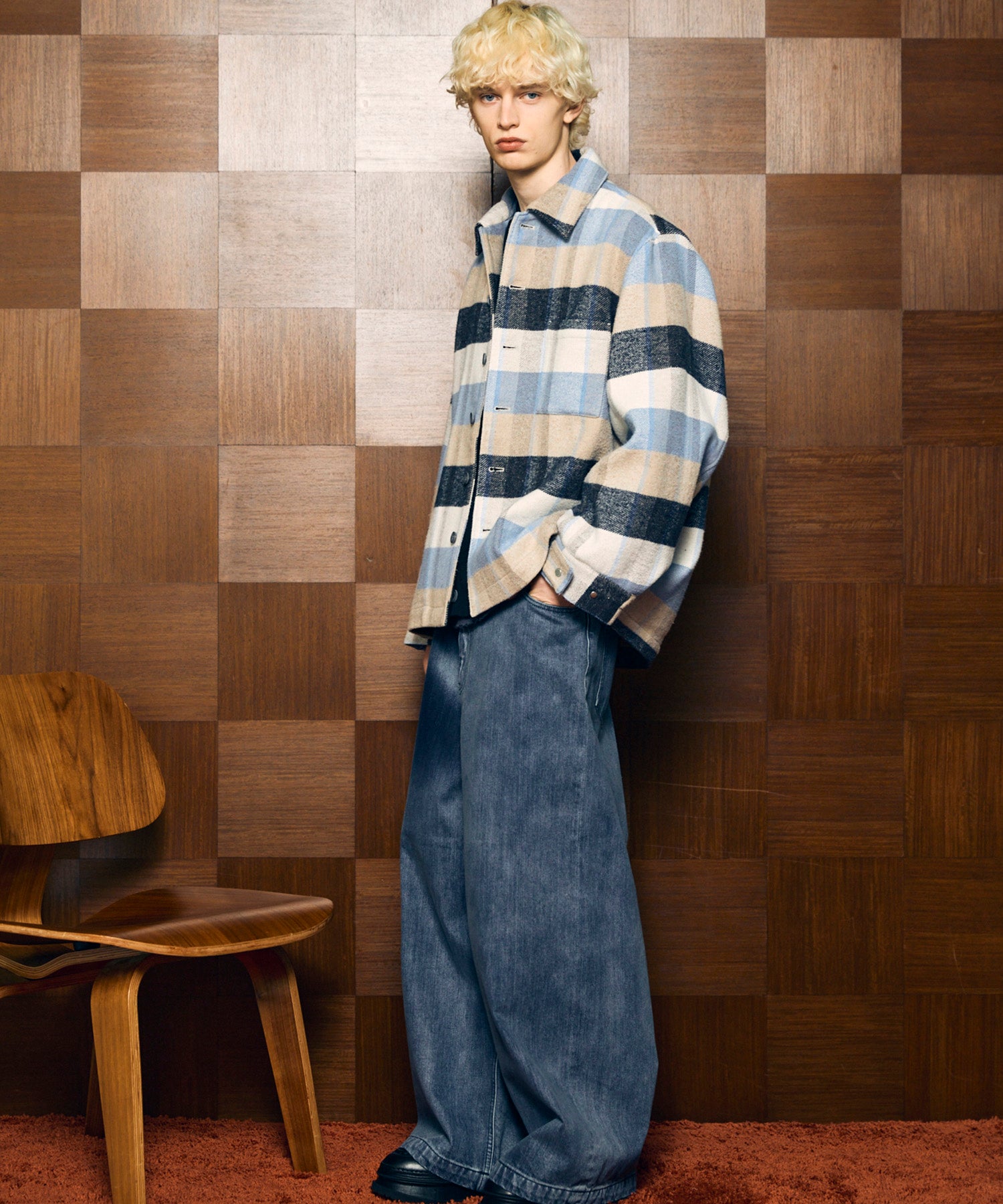 【Italian Dead Stock Fabric】Prime-Over Regular Collar Heavy-Weight Flannel Shirt