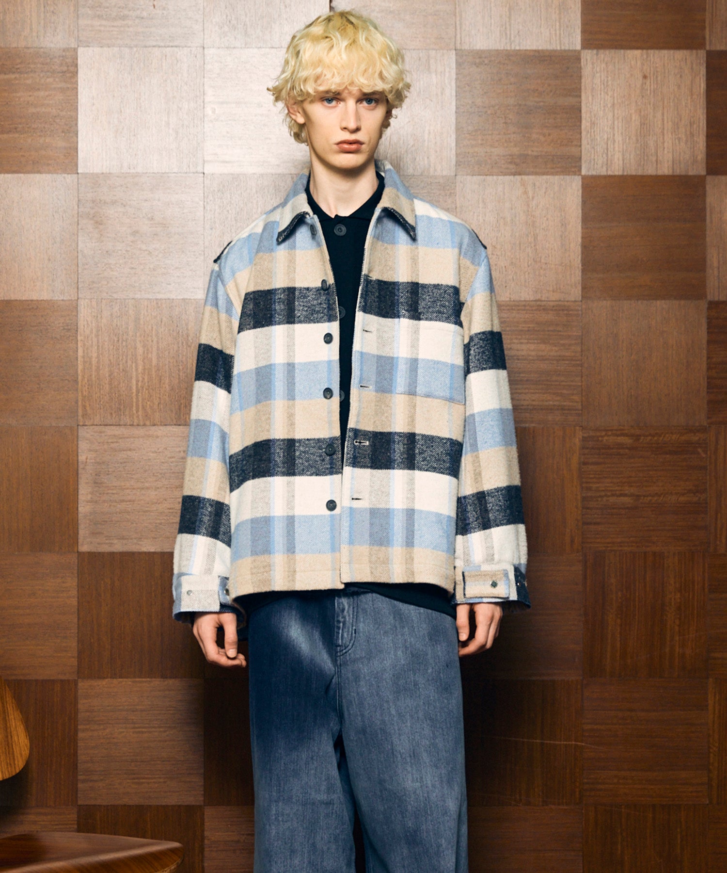 【Italian Dead Stock Fabric】Prime-Over Regular Collar Heavy-Weight Flannel Shirt