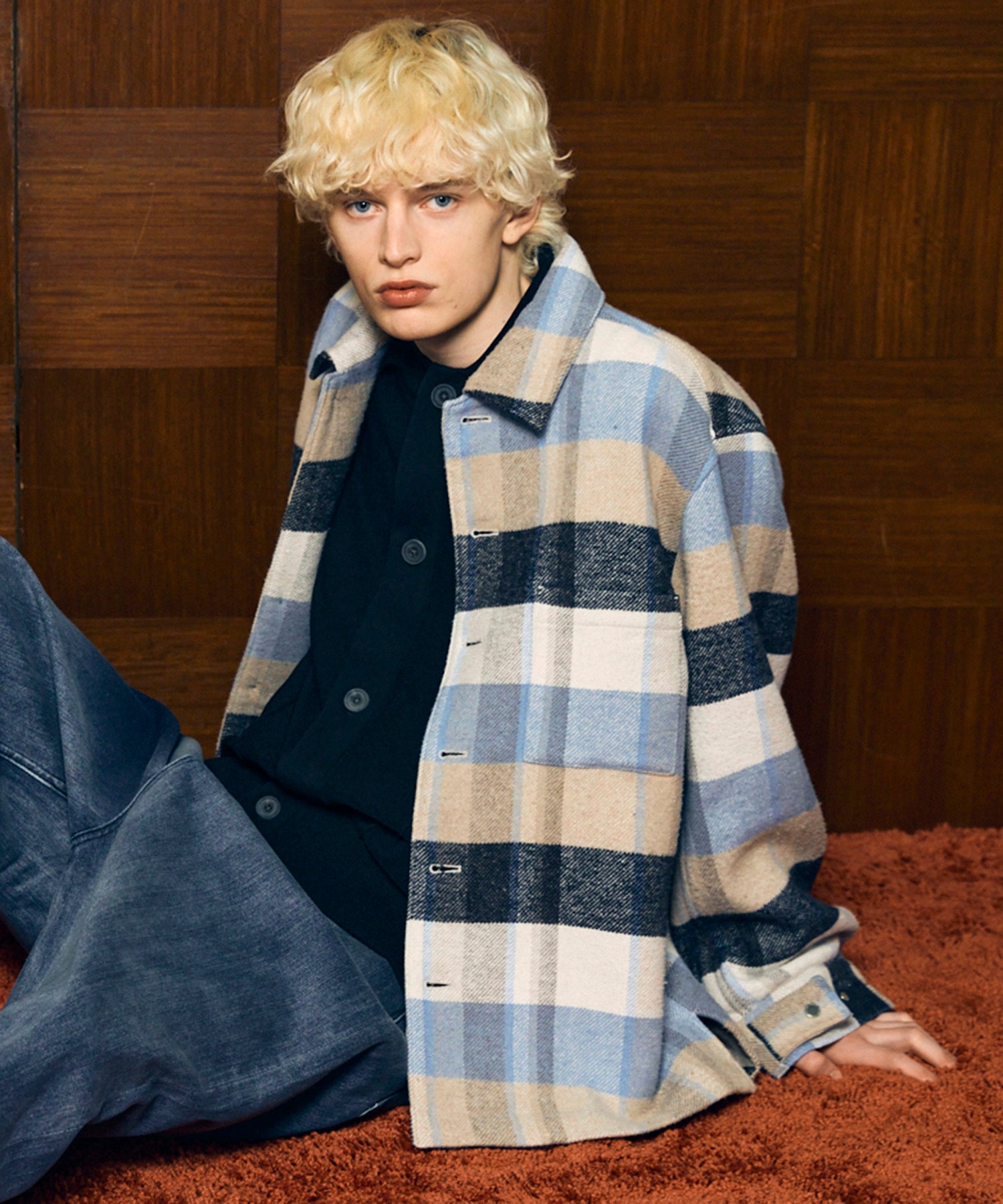 【Italian Dead Stock Fabric】Prime-Over Regular Collar Heavy-Weight Flannel Shirt