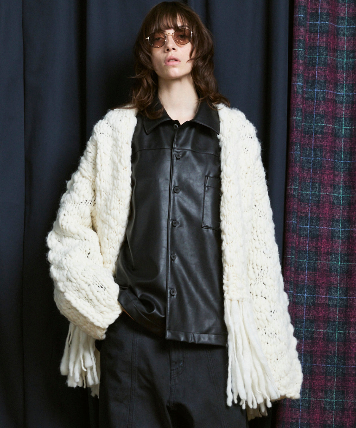 Volume Yarn Prime-Over Fringe Cardigan