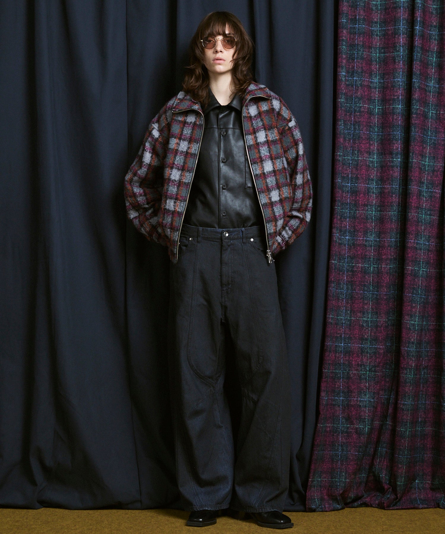 Artificial Leather Prime-Over Shirt Blouson