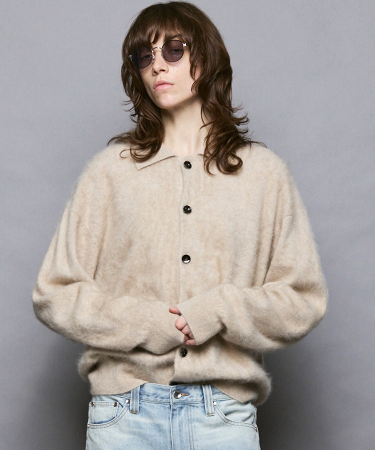 Cashmere Brushed Collared Cardigan