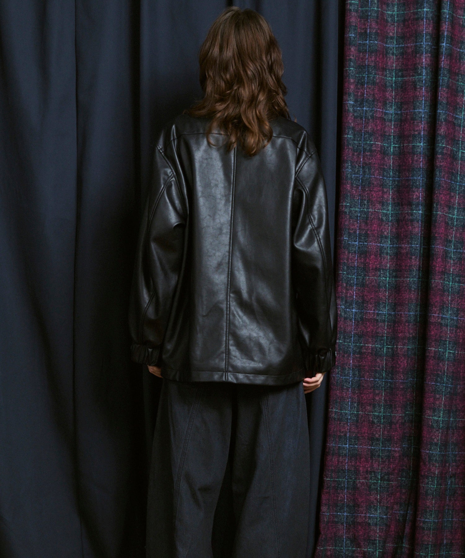 Artificial Leather Prime-Over Shirt Blouson