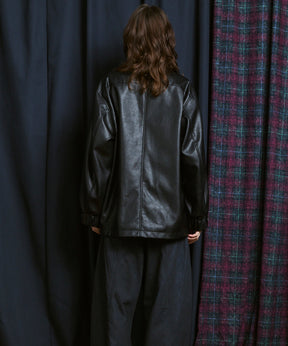 Artificial Leather Prime-Over Shirt Blouson