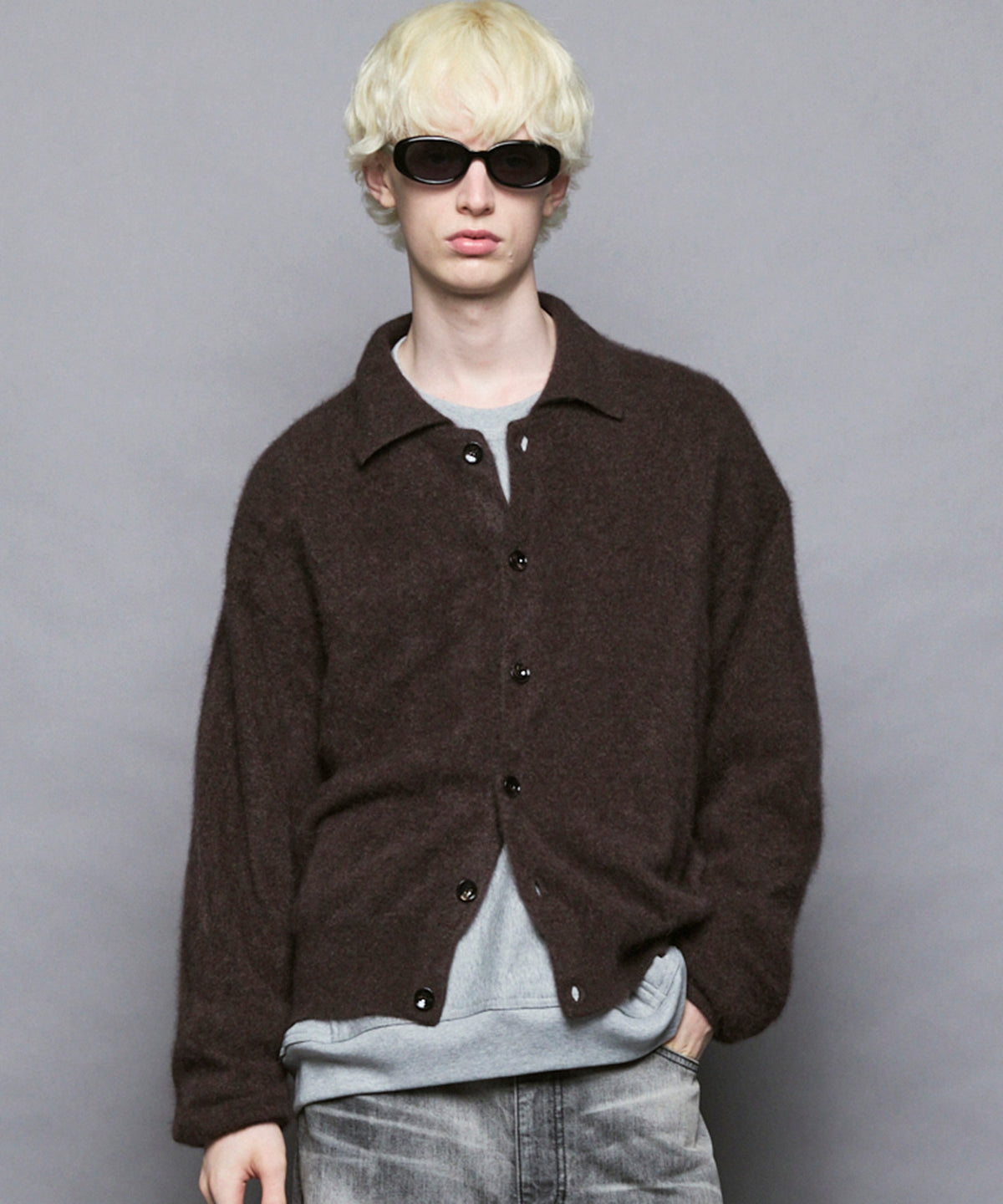 Cashmere Brushed Collared Cardigan