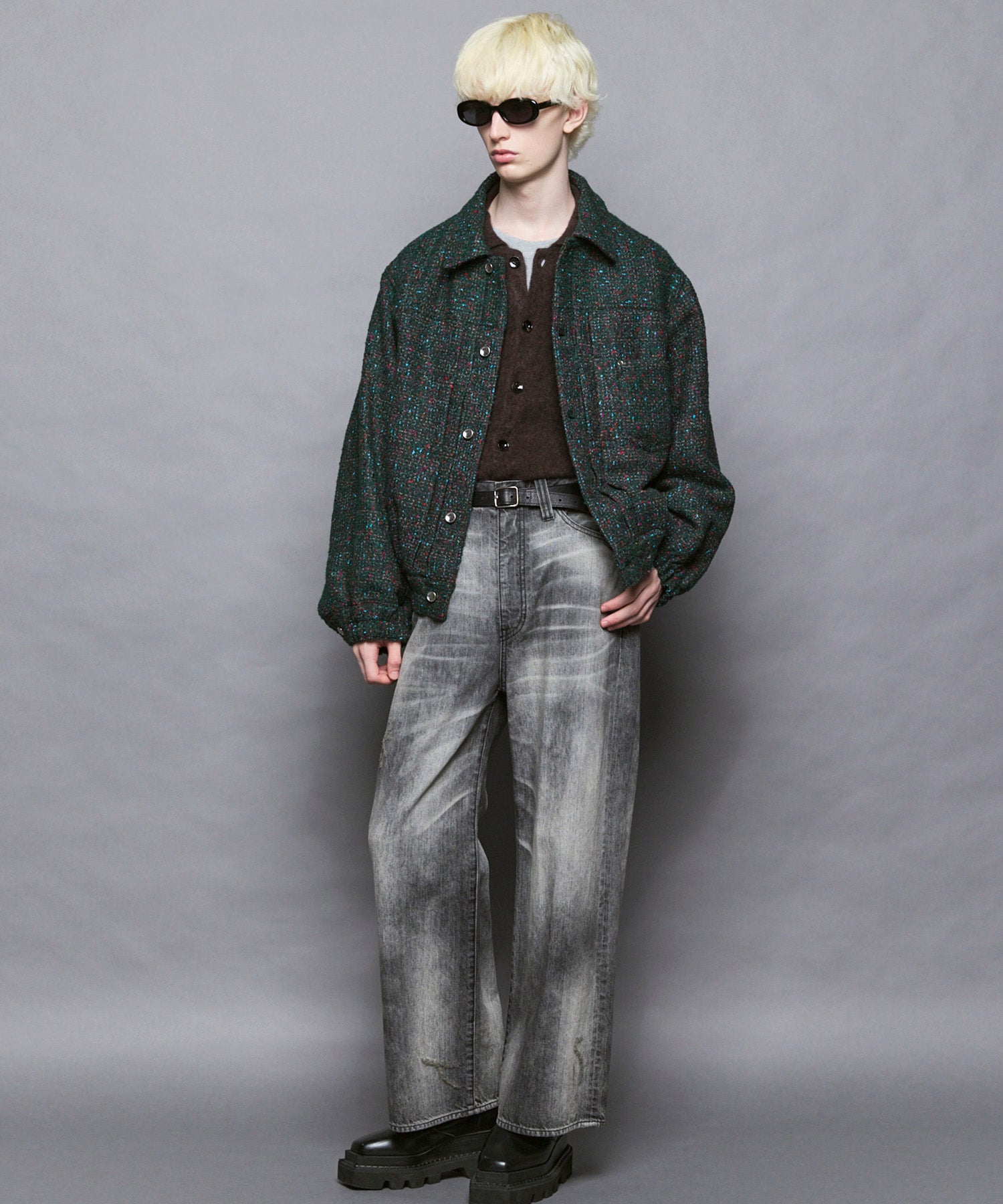 [25AW PRE-ORDER] Rug Pattern Mall Yarn Jacquard Prime-Over Crew Neck Knit Pullover