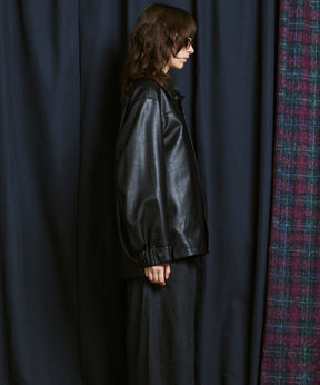 Artificial Leather Prime-Over Shirt Blouson