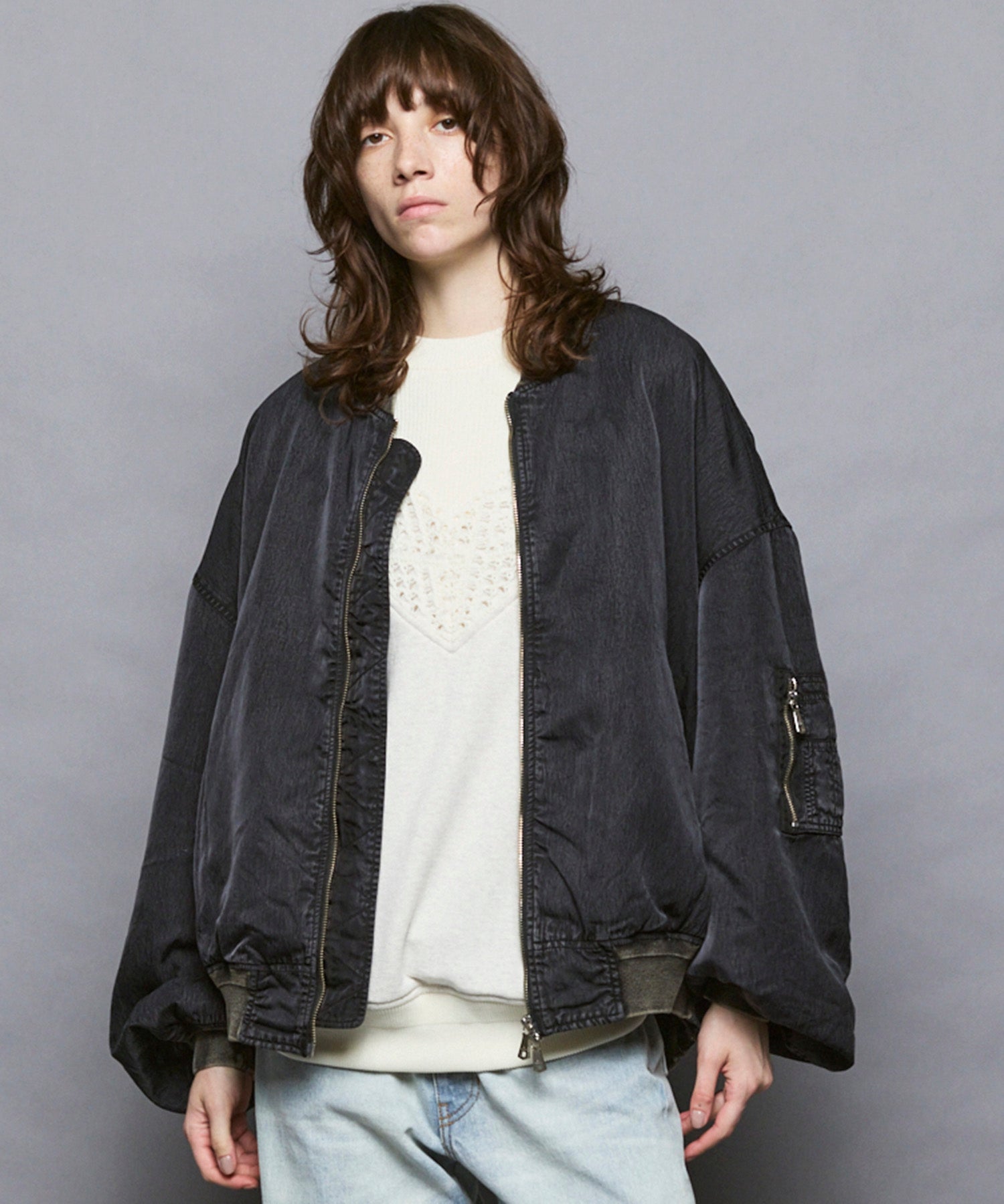 Prime-Over Vintage Like Nylon MA-1 Bomber Jacket