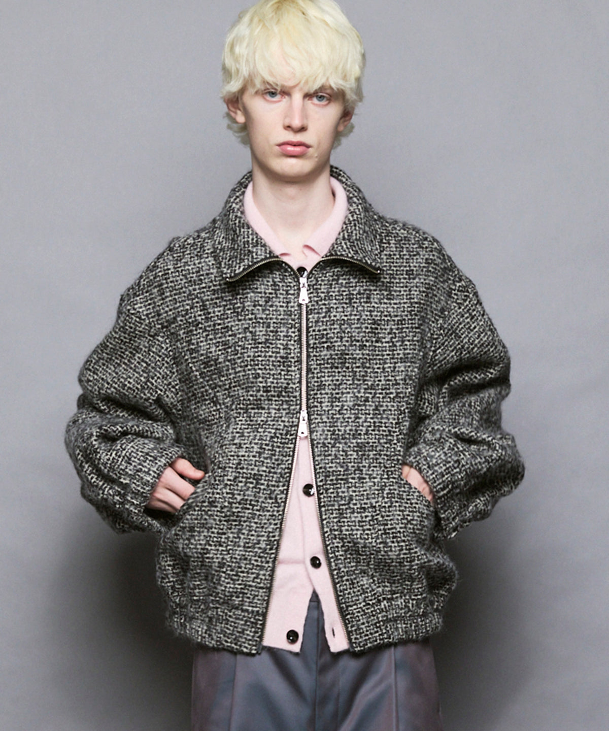 【Italian Dead Stock Fabric】Prime-Over Switching Stand Blouson