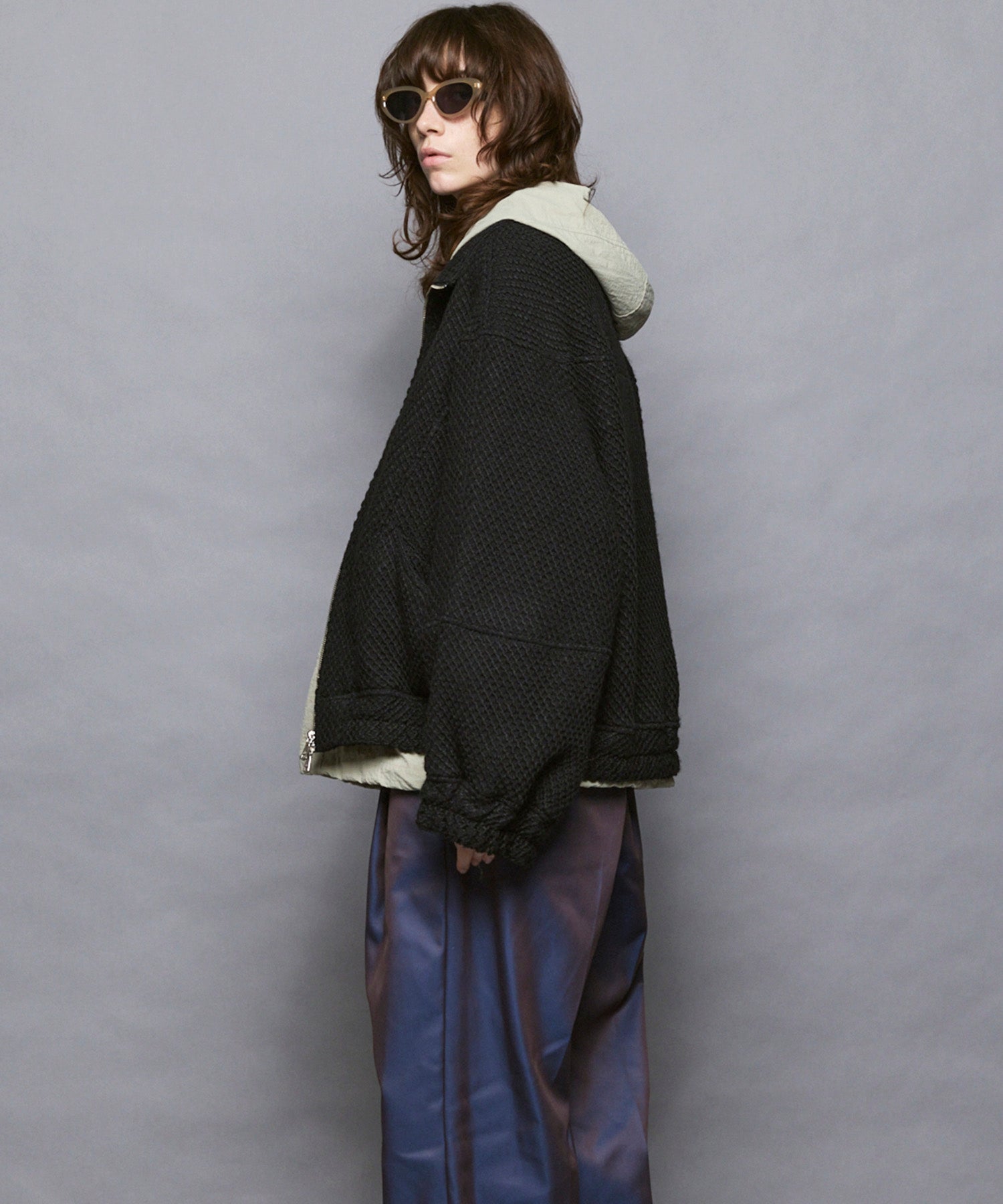 [Italian Dead Stock Fabric] Prime-Over Switching Stand Blouson