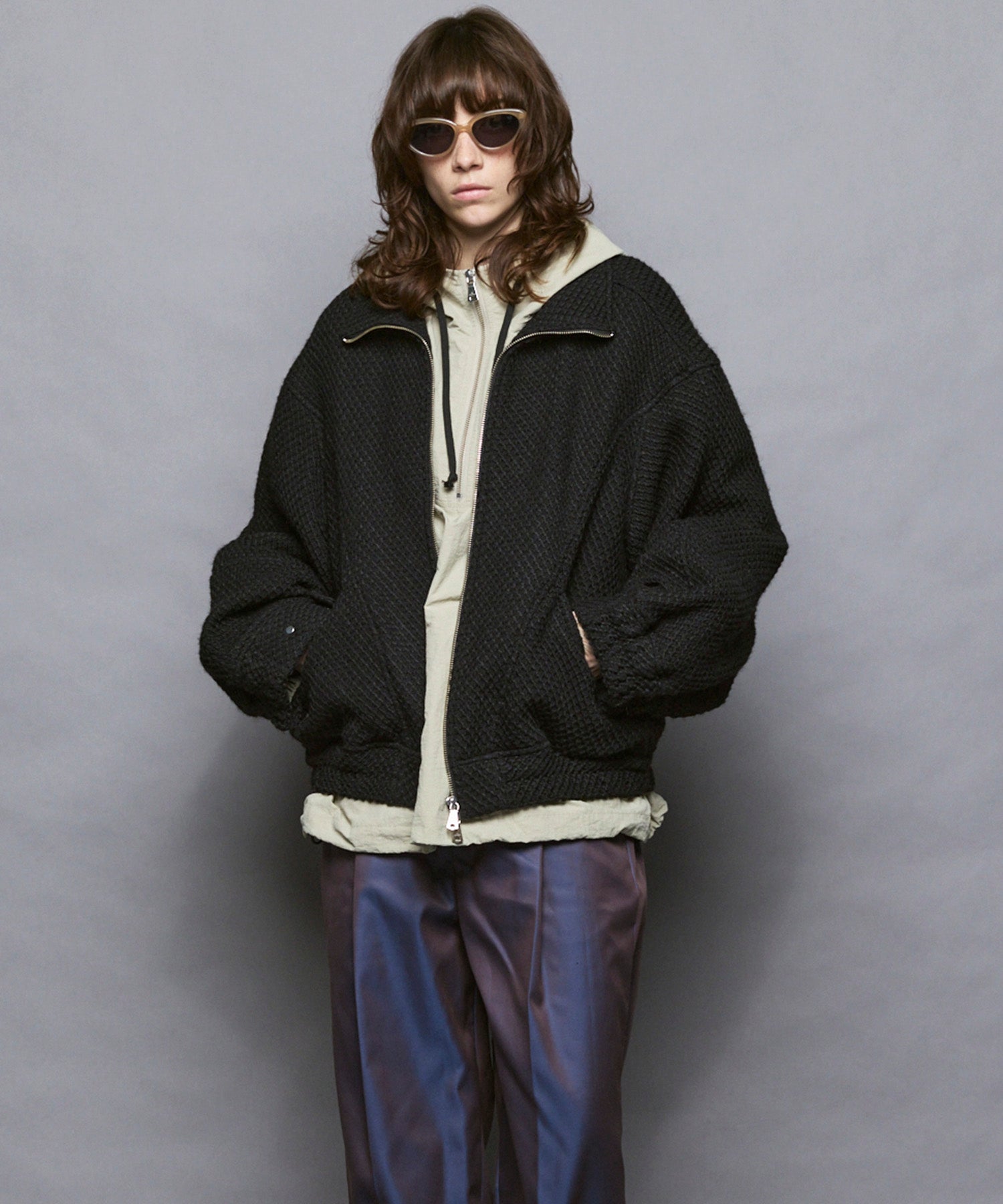 [Italian Dead Stock Fabric] Prime-Over Switching Stand Blouson