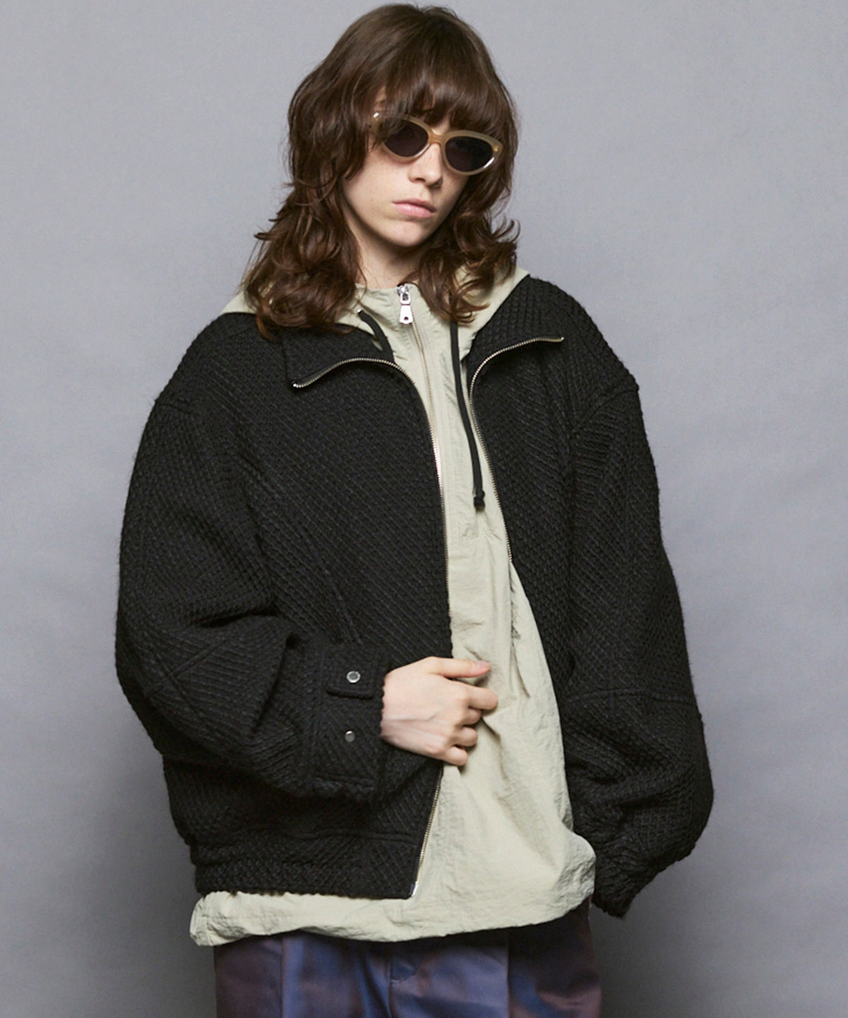 【Italian Dead Stock Fabric】Prime-Over Switching Stand Blouson