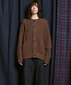 [25AW PRE-ORDER] 3 colors Wool Nylon Prime-Over Crew Neck Knit Cardigan