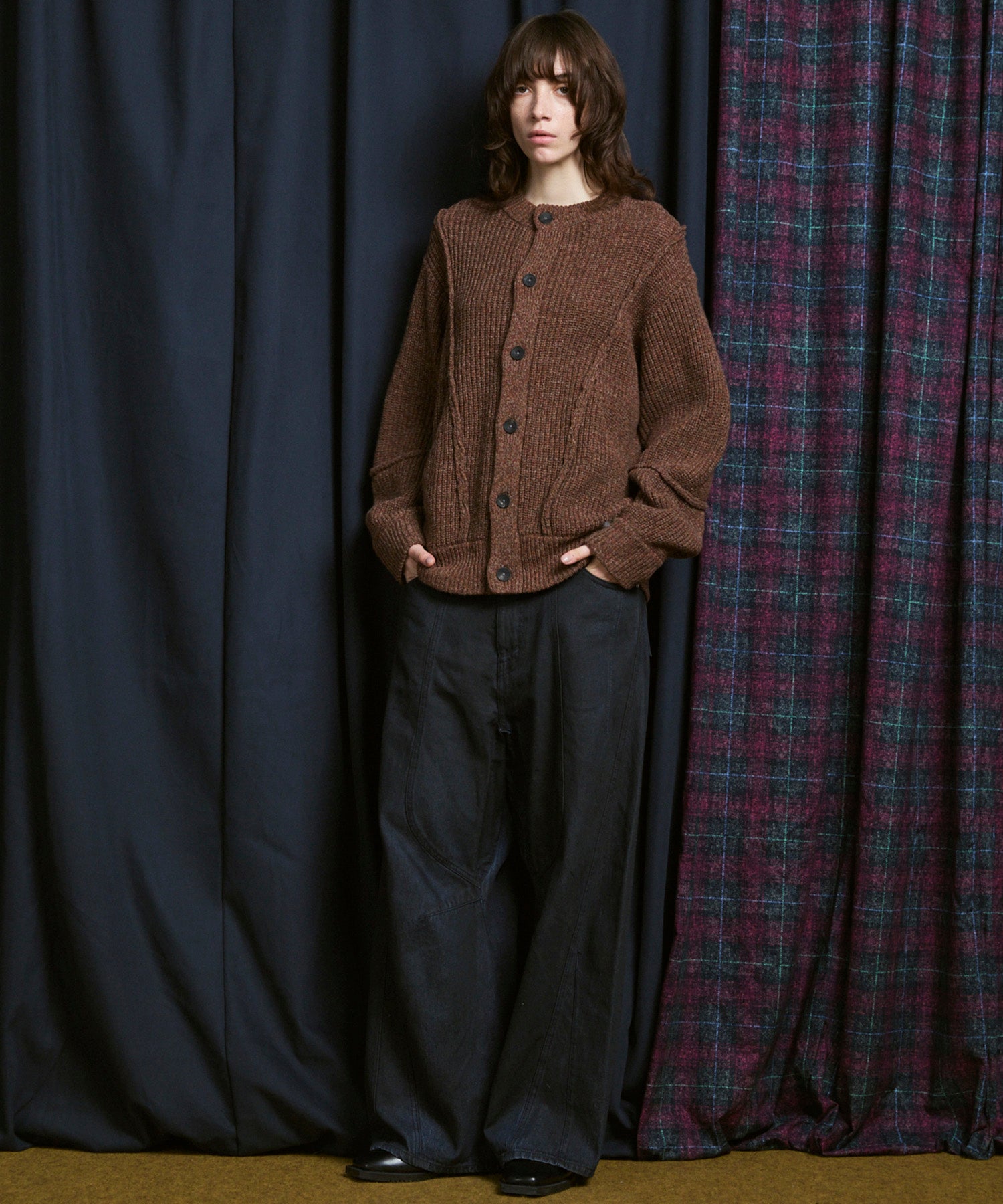 [25AW PRE-ORDER] 3 colors Wool Nylon Prime-Over Crew Neck Knit Cardigan