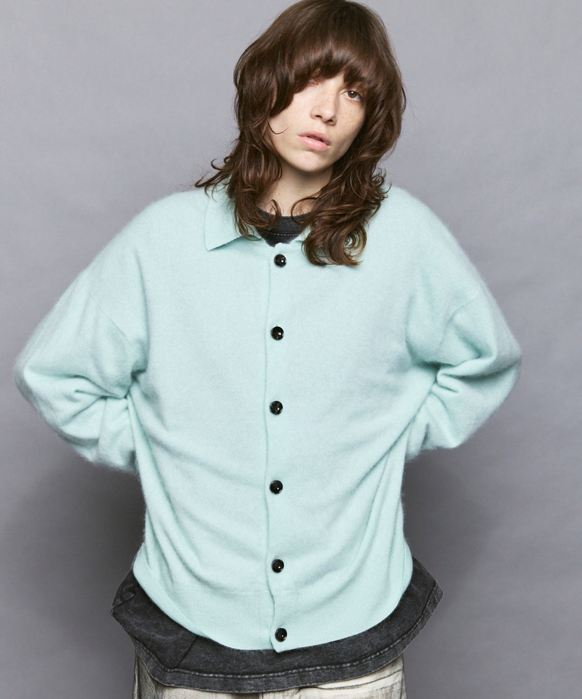 Cashmere Brushed Collared Cardigan