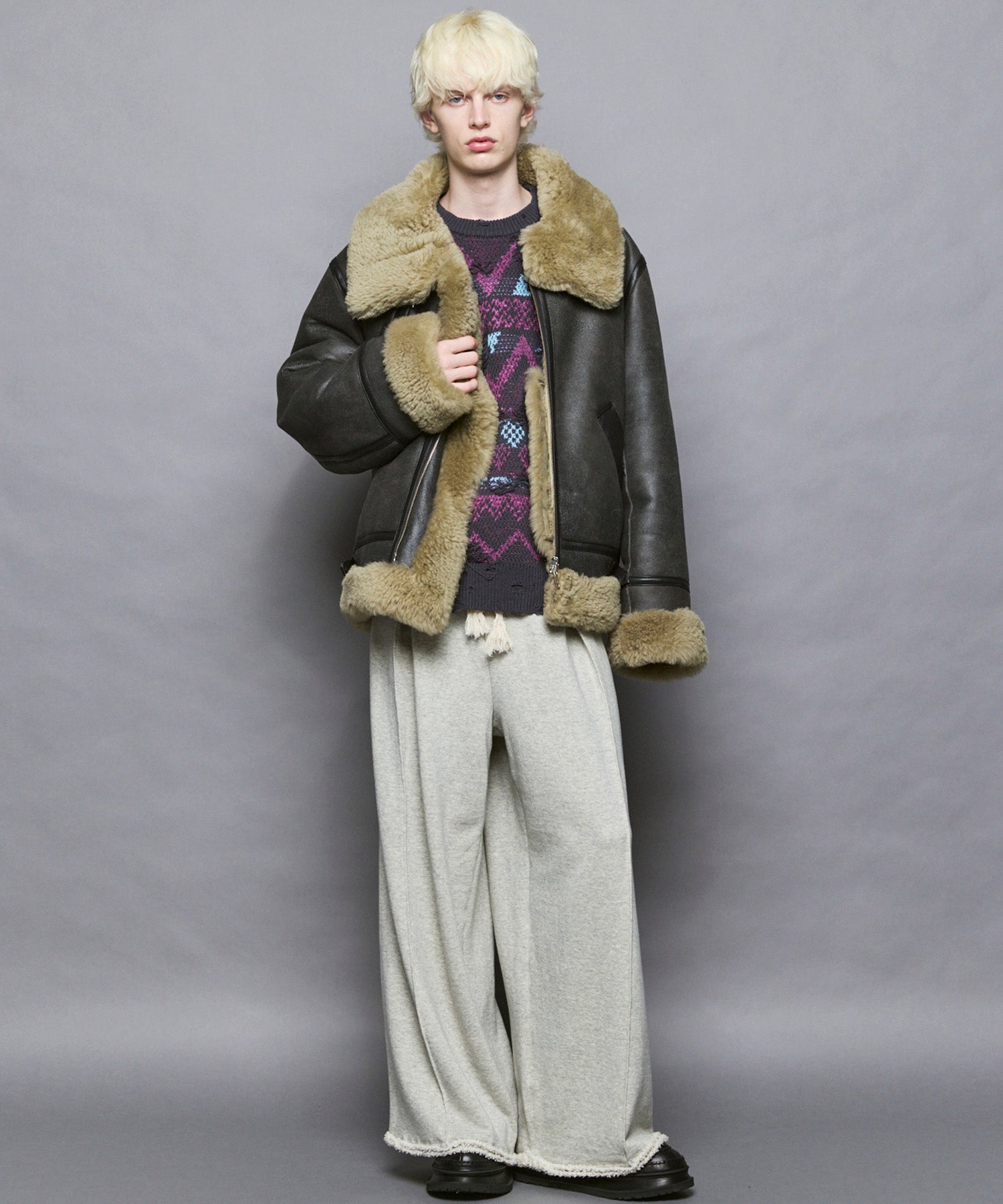 [25AW PRE-ORDER] Nordic Damage Jacquard Prime-Over Crew Neck Knit Pullover